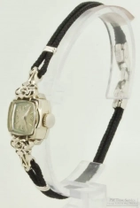 Croton 17J grade A3P ladies' wrist watch #81937, lovely 14k white gold square case