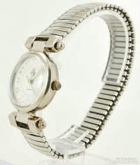 Fada quartz ladies' wrist watch, handsome WBM & SS round case with a narrow rounded bezel
