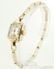 Hilton 17J ladies' wrist watch, lovely YGF Bulova case with a narrow bezel, faceted dial crystals