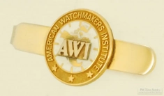 YBM & enamel American Watchmakers Institute (AWI) tie clip, smooth polish rectangular design