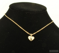 YGP and crystal domed heart-shaped pendant with a matching 16" YGP necklace
