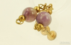 Vintage handmade yellow gold plated & amethyst bead screw-back earrings