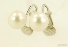 WBM & smooth polish glass pearl sphere clip-on earrings