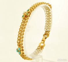 Vintage 7.5" YBM double-strand curb-link bracelet with multi-colored accents along the length