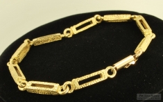 7 1/2" 14k fancy rectangular box link repurposed watch chain bracelet, approx. 8.3dwt