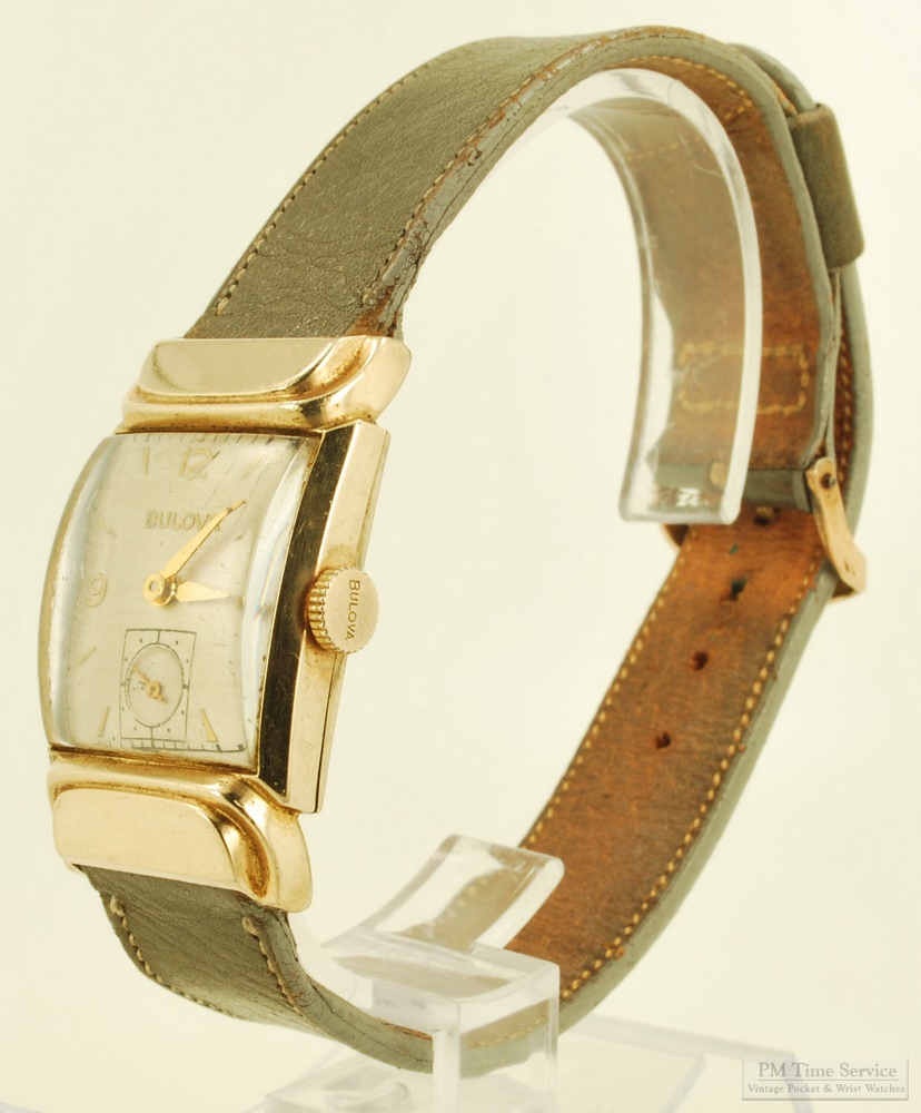 PMW0750: Bulova 17J grade 98A wrist watch, attractive yellow gold ...