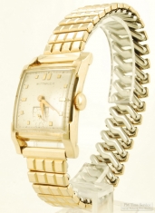 Wittnauer 17J grade NM6 wrist watch, heavy YGF rectangular smooth polish case with elaborate lugs