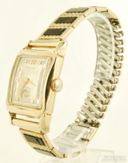 Hamilton 19J grade 753 wrist watch #71666F, YGF Hamilton "Pelham" model rectangular case