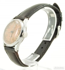 Mimo 15J wrist watch #17 4864, heavy WBM & SS cushion-shaped case w/ a narrow, steeply tapered bezel