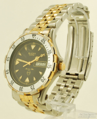 Bulova quartz Marine Star with day & date wrist watch, thin-model WBM, YGP & SS WR case