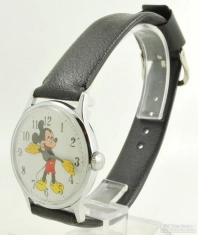 Walt Disney Productions 0J Mickey Mouse wrist watch, classic WBM chrome & SS round case