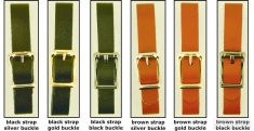 Leather fob replacement strap with different color, width, buckle, & connector options