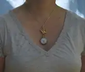 Pin, as pendant on necklace